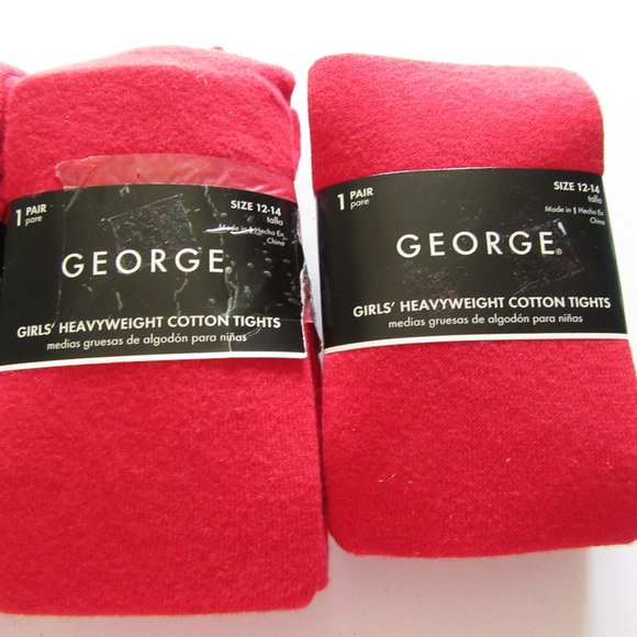 (3) George Red Heavyweight Cotton Tights 12-14 - Picture 2 of 2